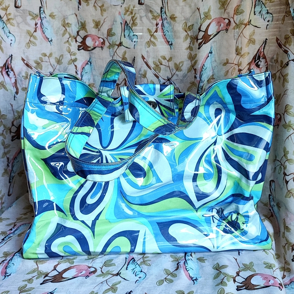 Vintage Roxy Wild Floral 1960s Vibe Flower Power Vinyl Plastic Cover Travel Tote - Picture 3 of 16